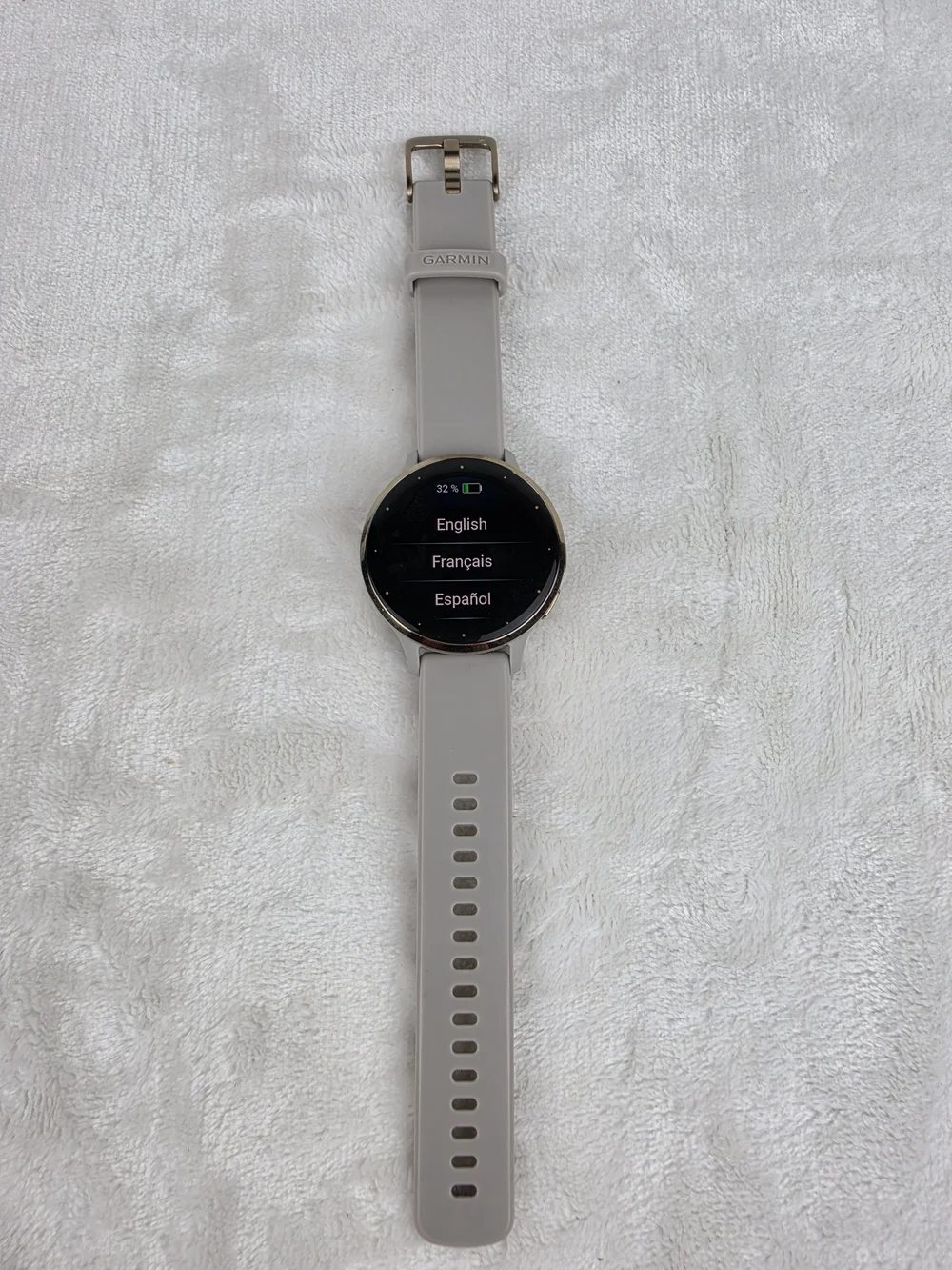 Garmin Venu 3S GPS Smartwatch 41mm French Gray Soft Gold 010-02785-02 EUC